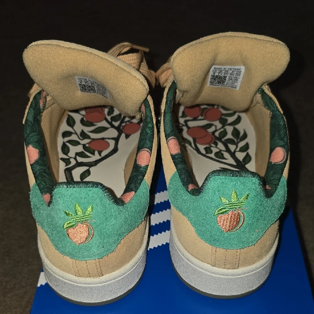 adidas Suede Low-Top Sneakers in Peach with Orange Stripes